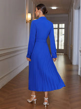 1pc Navy Blue Glossy Fashion Commute Elegant V-Neck Asymmetric Hem Pleated Metal Button